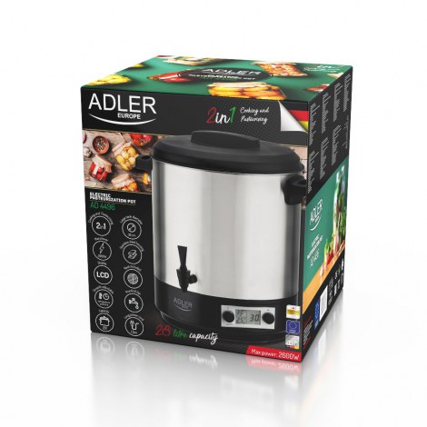 Adler | AD 4496 | Electric pot/Cooker | 28 L | Stainless steel/Black | Number of programs | 2600 W - 5